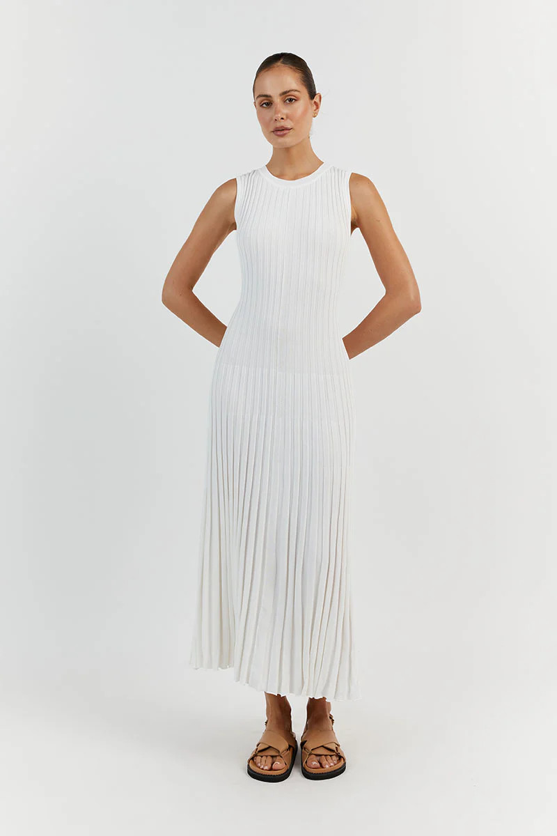 ADA OFF WHITE SLEEVELESS MIDI DRESS | DISSH