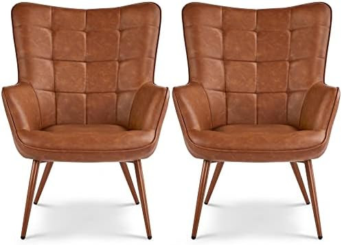 Yaheetech Faux Leather Chair Upholstered Living Room Chairs Accent Armchair with Tapered Legs Tuf... | Amazon (US)