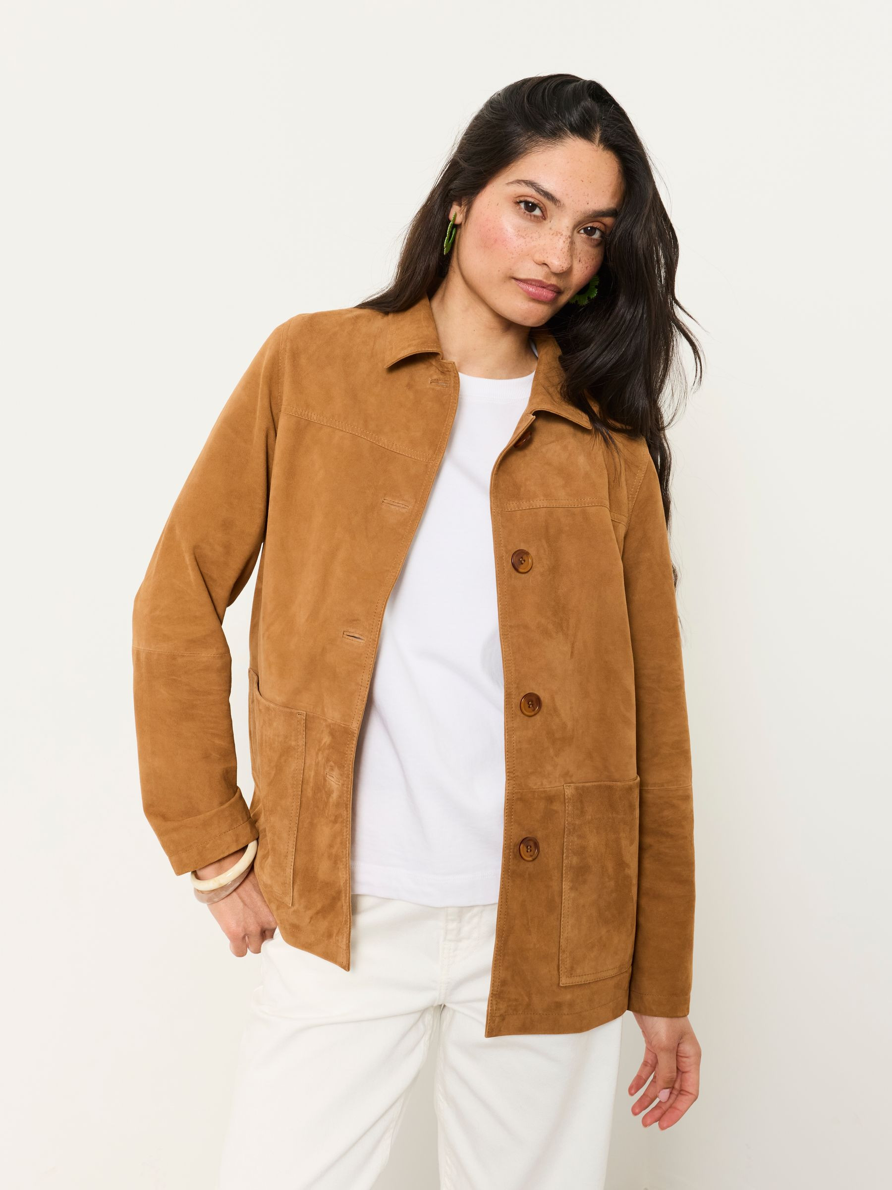 Erin Tan Brown Suede Jacket | Fat Face