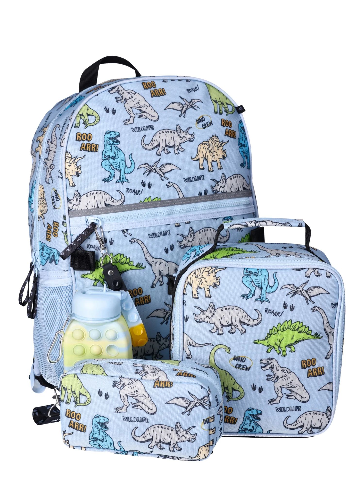 Wonder Nation Boys 17" Laptop Backpack 5-Piece Lunch Bag Set Dino Sketch, Blue Frost | Walmart (US)