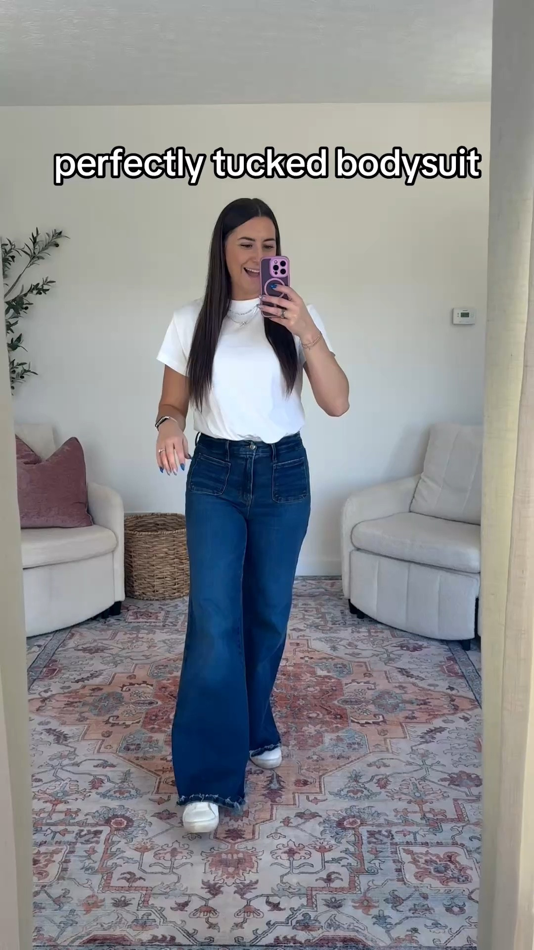 Perfectly tucked bodysuit with jeans ￼

#LTKSeasonal #LTKootd