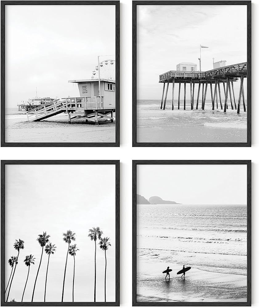 HAUS AND HUES Beach Wall Art Black and White, Black and White Wall Art Beach Posters, Beach Wall ... | Amazon (US)