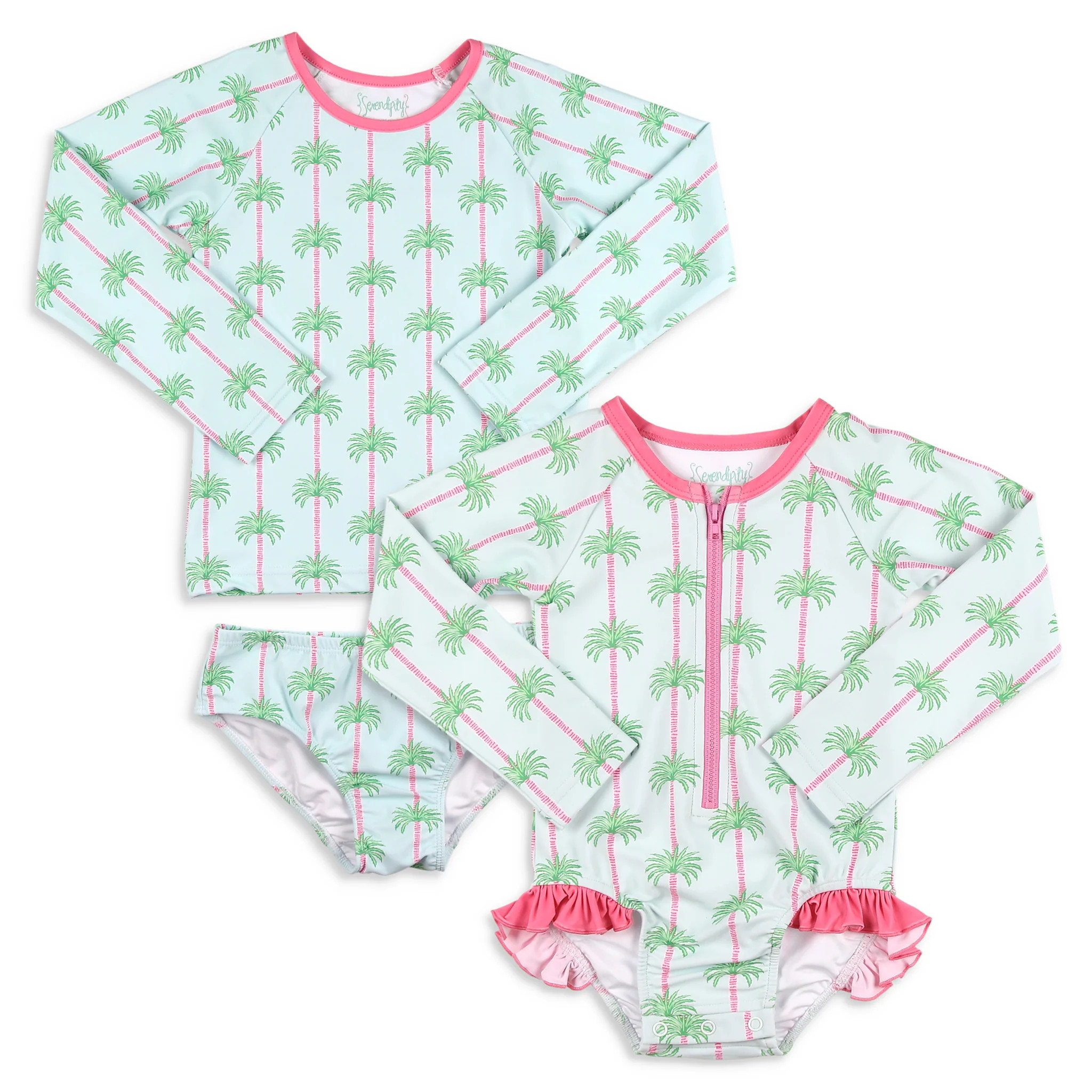 Girls Palms One Piece Rash Guard - Shrimp and Grits Kids | Shrimp and Grits Kids