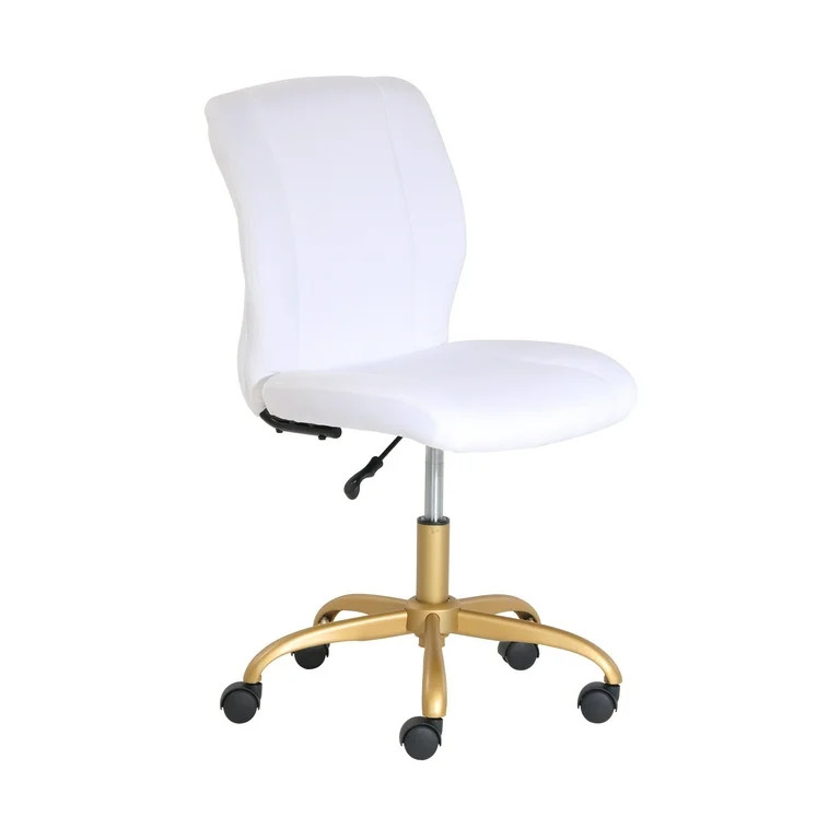 Mainstays White Plush Velvet Office Chair with Adjustable Height, Mid Back | Walmart (US)