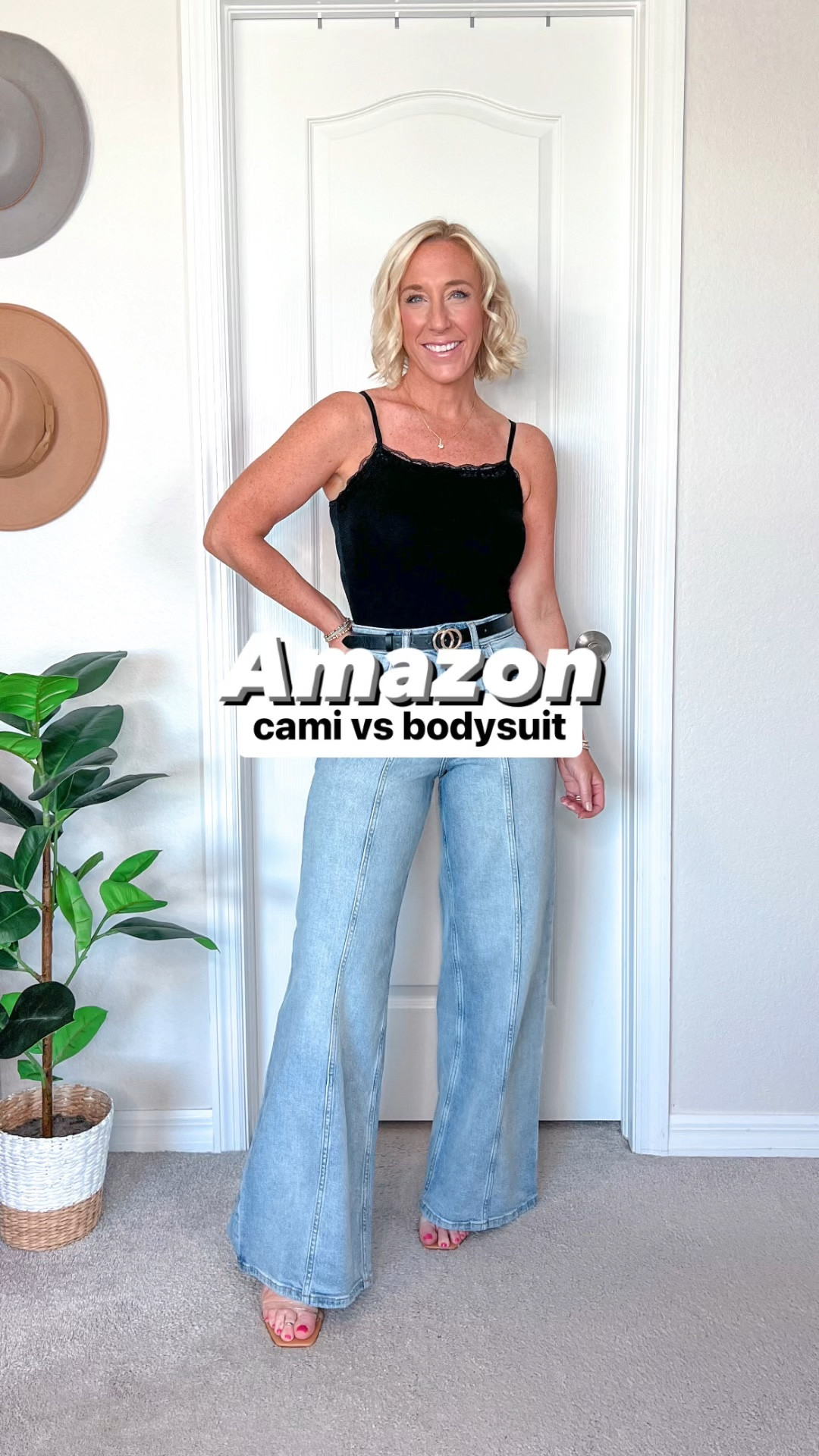 Bodysuit vs Cami -both are great look for less for much more expensive brands! 
• bodysuit - size medium. Double lined with lace in all the trim, 
 • cami -
Size medium . Is soft and stretchy, part of a set (comes with shorts) and has lace just at the top front. 
* jeans shorts - size 26. 
* b/w floral shorts - size small.
* blue pleated skort - size small.
* jeans - size 25.


#LTKVideo #LTKFindsUnder50 #LTKStyleTip