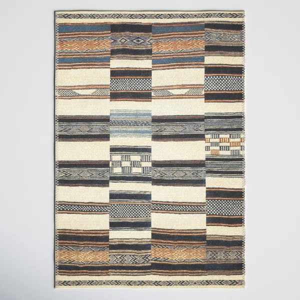 Oniel Black/Ivory/Blue/Brown Indoor/Outdoor Rug | Wayfair North America