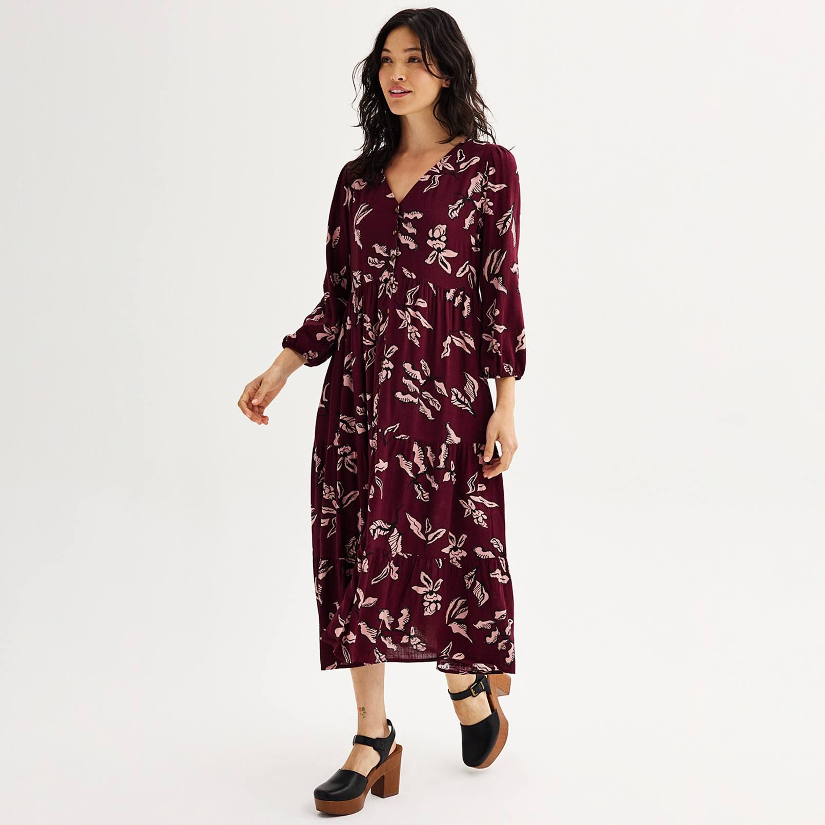 Women's Sonoma Goods For Life® 3/4 Sleeve Button Front Dress | Kohl's