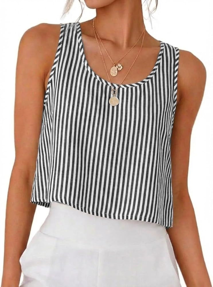IDEALSANXUN Womens Scoop Neck Crop Tank Tops Spring Summer Sleeveless Tops | Amazon (US)