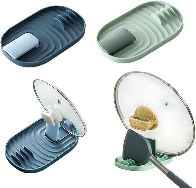 Multifunctional Spoon Rest, 2PCS Foldable Pot Lid Holder Spoon Rest Pan Pot Cover Lid Rack Shelf ... | Amazon (US)