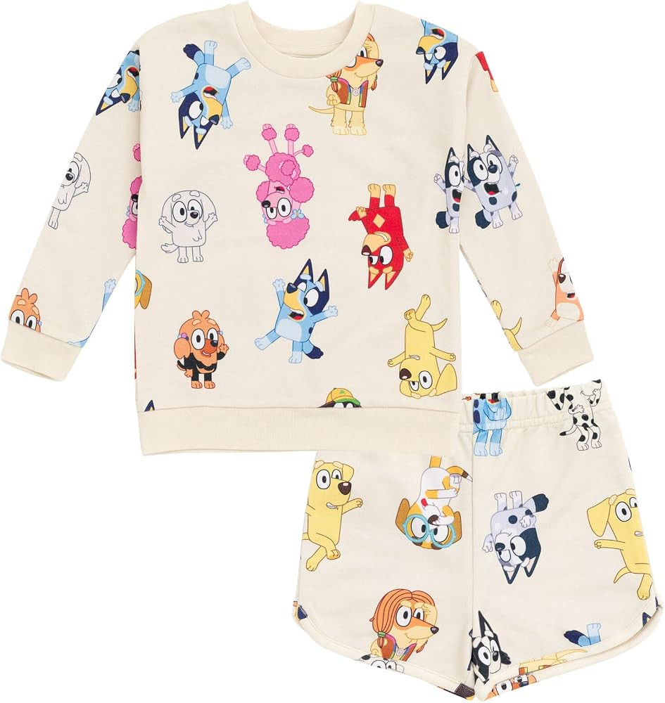 Bluey Bingo Chloe Coco French Terry Sweatshirt and Shorts Infant to Big Kid | Amazon (US)