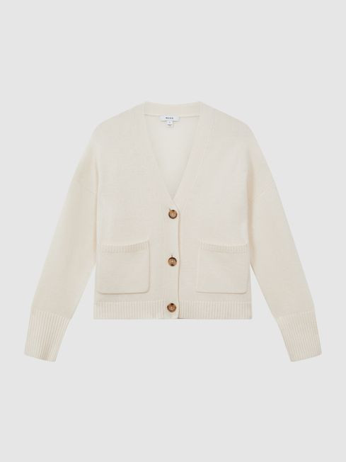 Reiss Ivory Juni Relaxed Wool-Cashmere Cardigan | Reiss UK