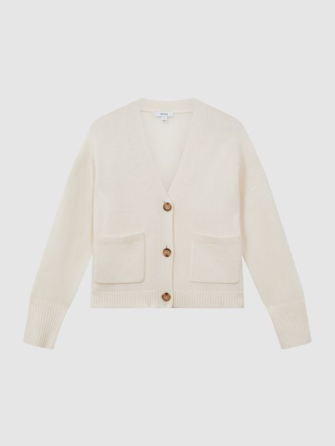 Reiss Ivory Juni Relaxed Wool-Cashmere Cardigan | Reiss UK