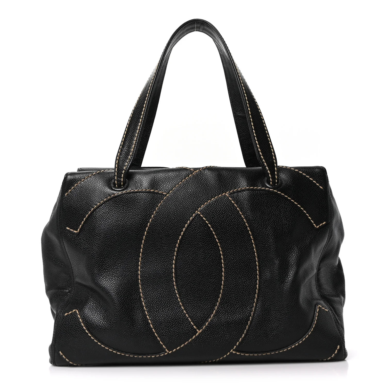 Caviar CC Stitched Medium Tote Black | FASHIONPHILE (US)