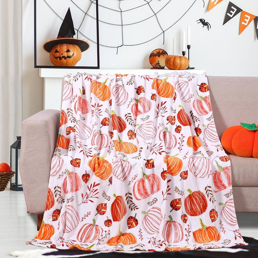 Cloele Fall Throw Blanket Halloween Pumpkin Blanket - Thanksgiving Decor Blanket Autumn Pumpkin F... | Amazon (US)