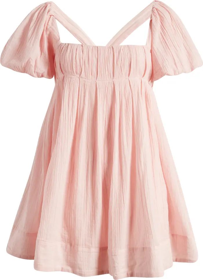 Marina Tie Back Cotton Crinkle Babydoll Dress | Nordstrom