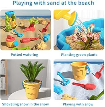 TEMI 4-in-1 Sand Water Table, 32PCS Sandbox Table with Beach Sand Water Toy, Kids Activity Sensor... | Amazon (US)