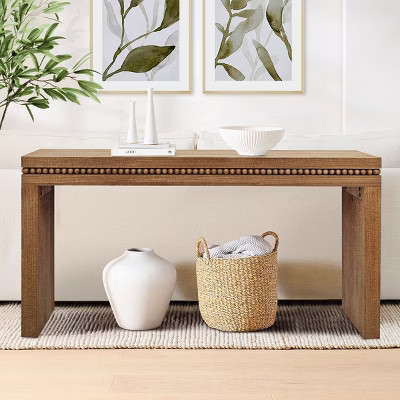 Wood Rectangle Entryway Console Table Hallway Console Table With Wood Beads Decoration Accent Foy... | Target