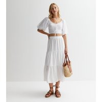Women's White High Waist Tiered Midi Skirt New Look | New Look (UK)