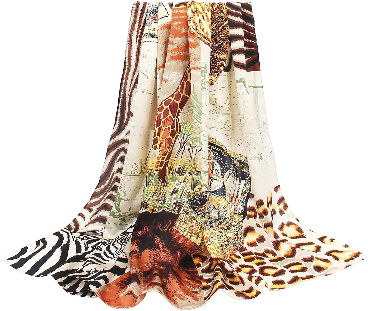 ANDANTINO 100% Silk Scarf 43" Large Square Lightweight Headscarf& Shawl–Women Hair Wraps-With G... | Amazon (US)