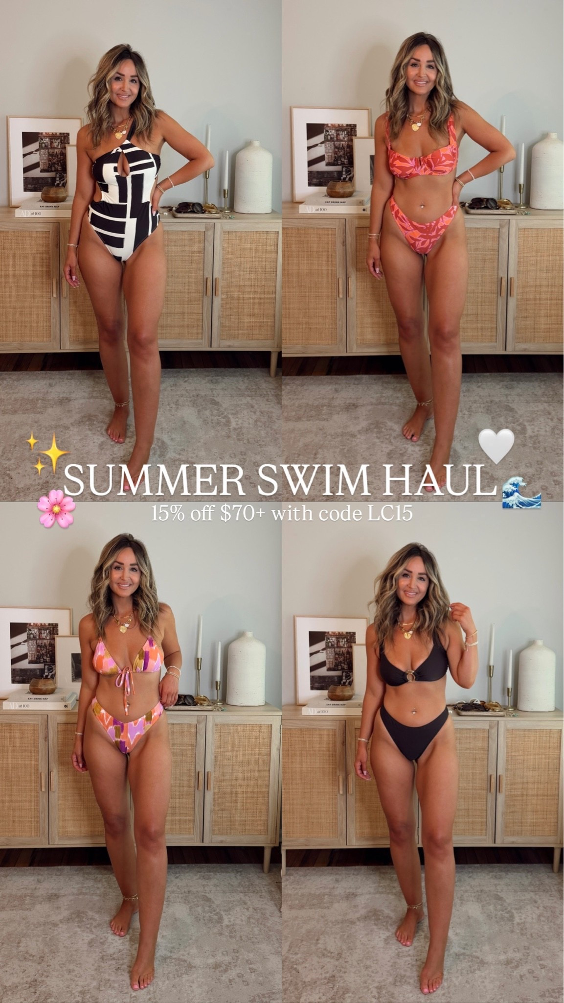 summer vacay  swim haul 👙 15% off with $70+ with code LC15 // im wearing a size M in the tops, size S in the bottoms. sized up to a L in the crochet dress, size M in the shorts, but these run big i’d size down. swimwear, spring break, vacation @Cupshe

#LTKSwim #LTKTravel