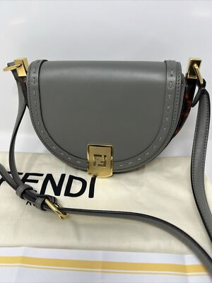 Fendi Gray Moonlight Leather Saddle Shoulder Bag Dustbag Cert Of Authenticity | eBay US