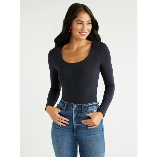 Sofia Jeans Women's Seamless Scoop Neck Bodysuit, Sizes XS-2XL | Walmart (US)