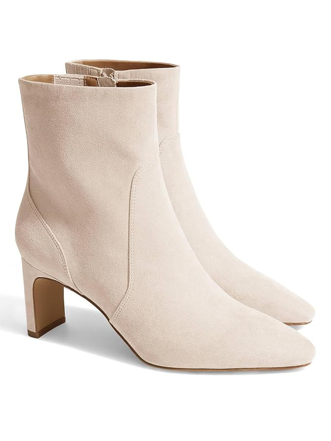 Coutgo Womens Chunky Low Heel Ankle Boots Square Pointed Toe Side Zipper Booties Faux Suede Fall ... | Amazon (US)