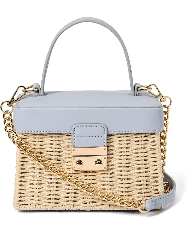 Like Dreams Small Summer Bag for Women Woven Straw Crossbody Vegan Leather Top Handle Plaid Inner... | Amazon (US)