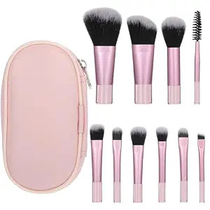 10 PCS Mini Travel Makeup Brushes Set, Pink Portable Full Complete Function Cosmetic Kit with Bru... | Amazon (US)