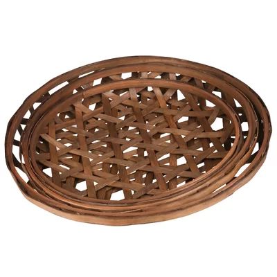Round Tobacco Basket with Octagon Pattern 3 Piece Design Manufactured Wood Basket Set | Wayfair North America