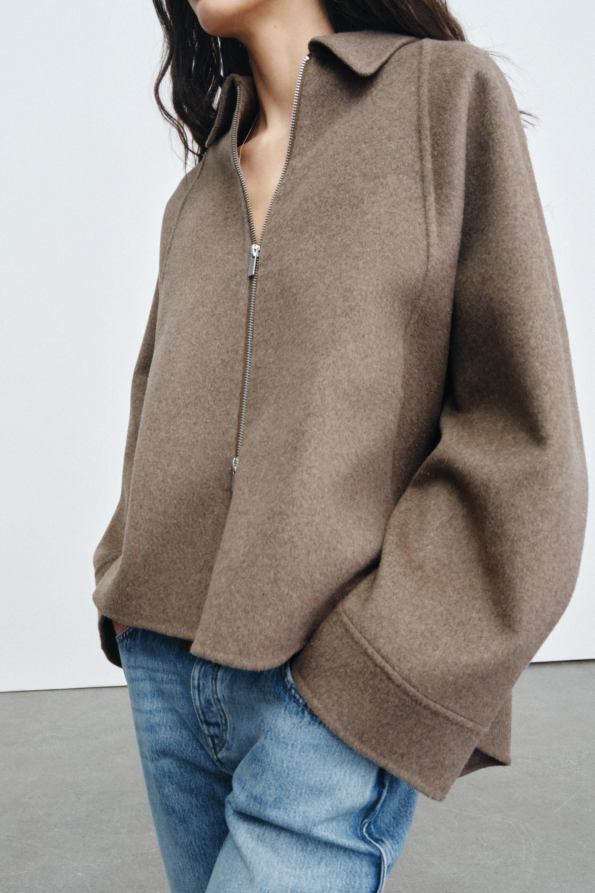 WOOL BLEND ZIPPER JACKET ZW COLLECTION | Zara US