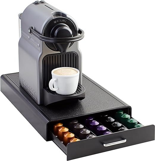 Amazon Basics Nespresso OriginalLine Coffee Pod Storage Drawer Holder, 50 Capsule Capacity, Black | Amazon (US)