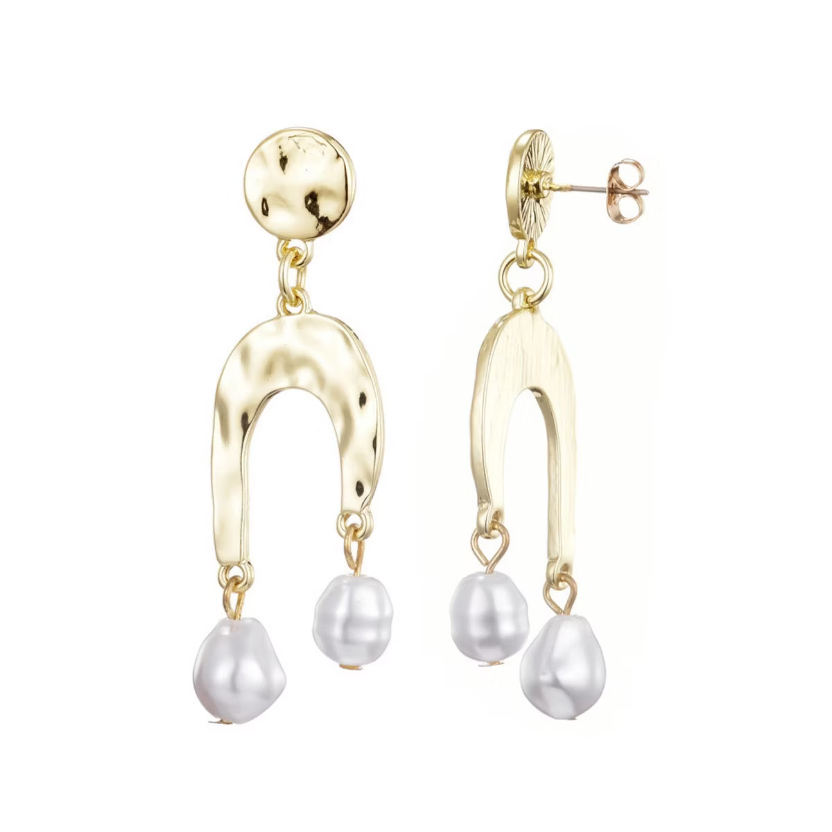 Adornia Gold Plated Faux Pearl Statement Earrings | Target