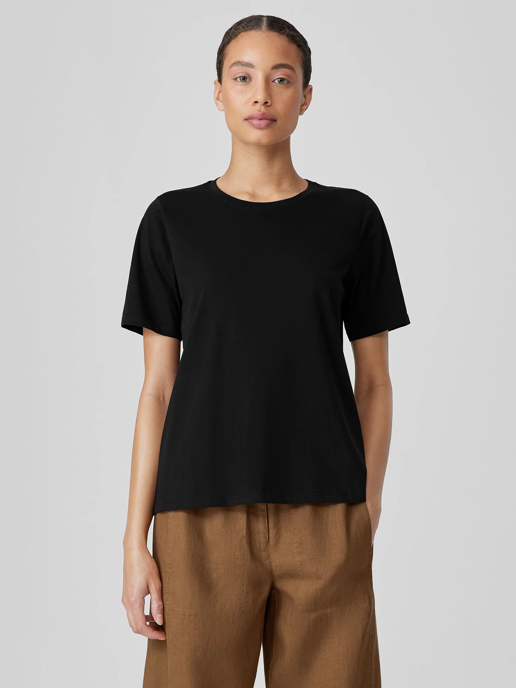 Organic Pima Cotton Jersey Round Neck Tee | Eileen Fisher