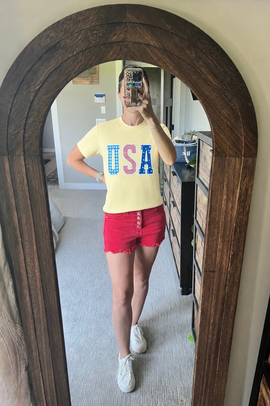 USA shirt for 4th of July. 

#usa #redwhiteblue #pinklily

#LTKootd #LTKSeasonal #LTKOver40