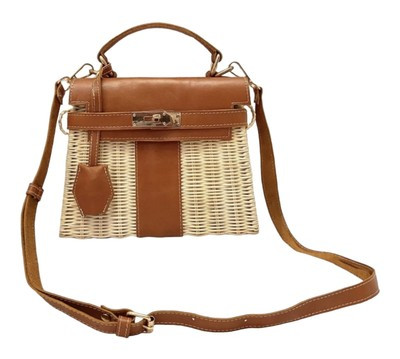 Classy Rattan Bag with Genuine Leather   | eBay | eBay UK