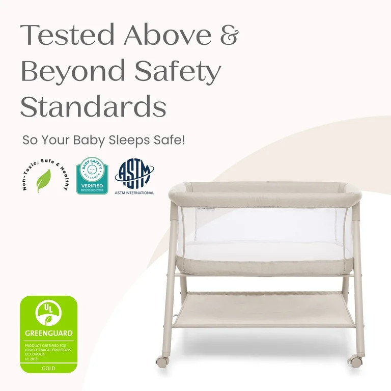 Delta Children Haven AirFlow Bassinet with Breathable Mesh and Wheels, Tan | Walmart (US)