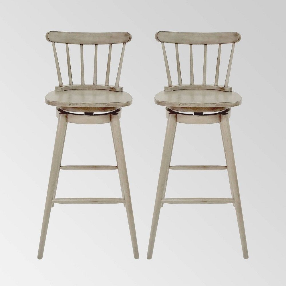 Set of 2 Ahart Farmhouse Spindle Back Swivel Barstools - Christopher Knight Home | Target