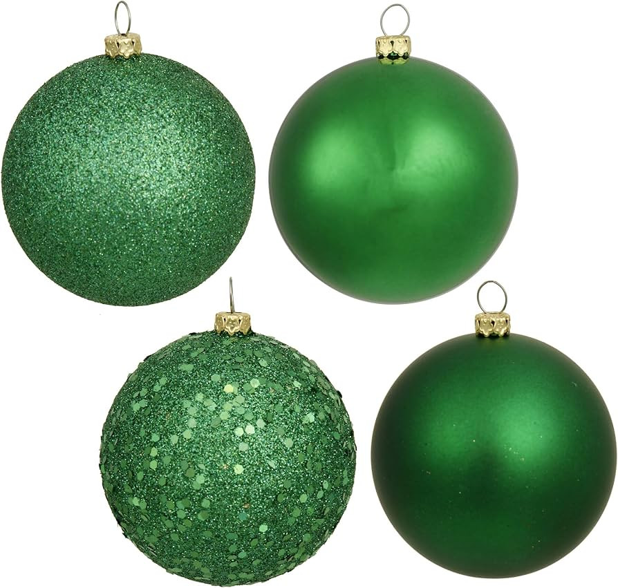 Vickerman 6" Green 4 Finish Ball Ornament 4 per Box | Amazon (US)