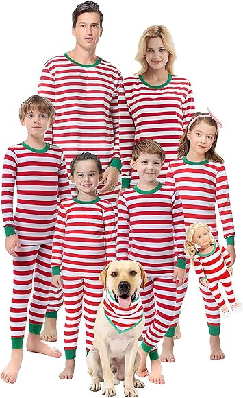 Family Matching Christmas Pajamas Women Cotton Jammies Men Clothes Sleepwear Long Sleeve Pjs | Amazon (US)