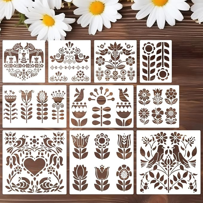 Folk Art Stencils Scandinavian Stencils for Painting | Amazon (US)