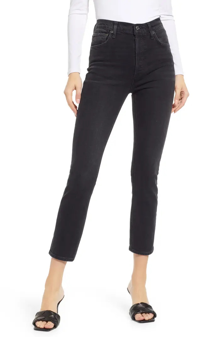 Riley High Waist Straight Leg Organic Cotton Blend Crop Jeans | Nordstrom