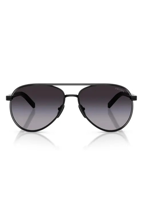 Prada 59mm Pilot Sunglasses in Black/Grey Gradient at Nordstrom | Nordstrom