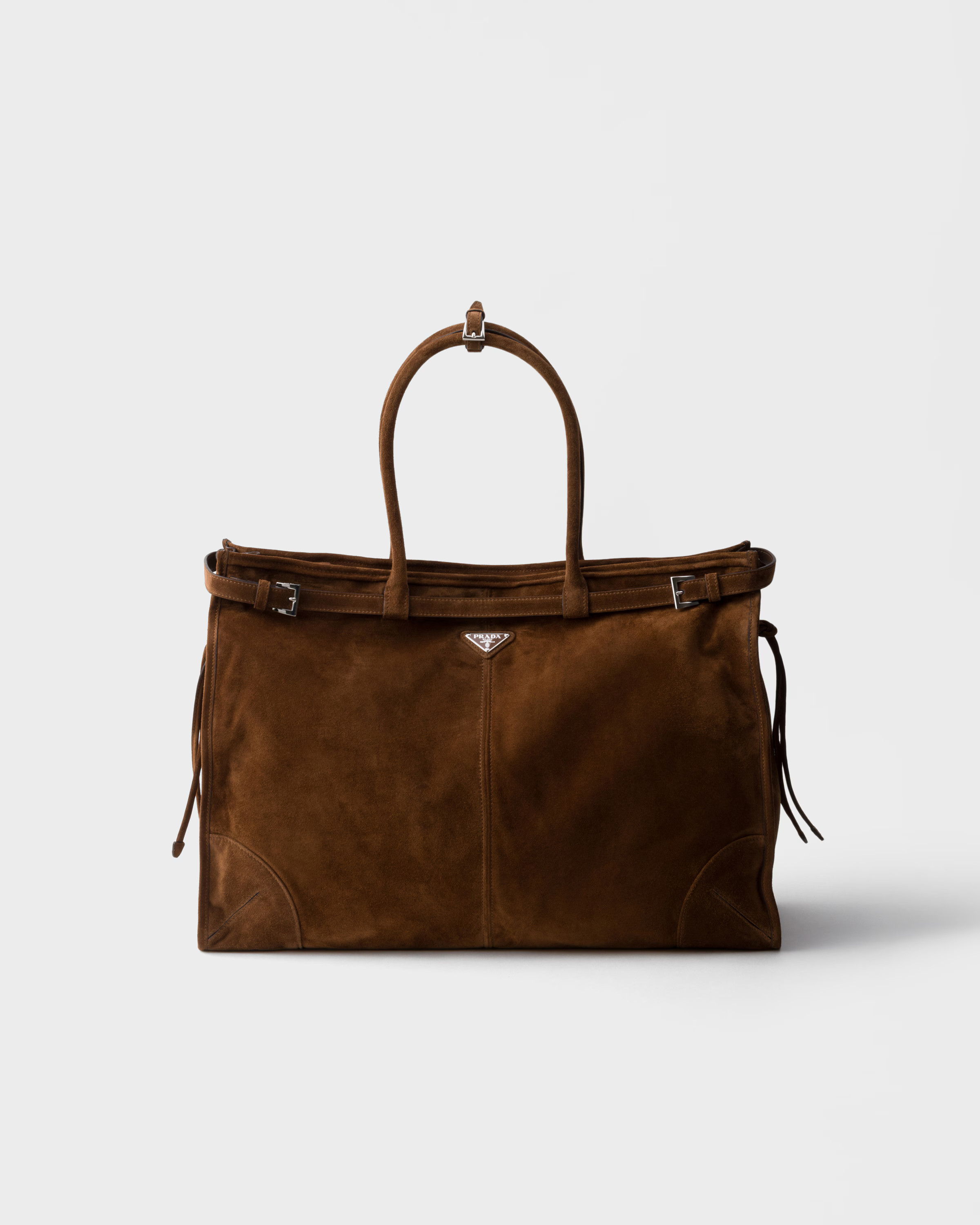 Cocoa Brown Prada Bonnie Suede Tote Bag | PRADA | Prada US