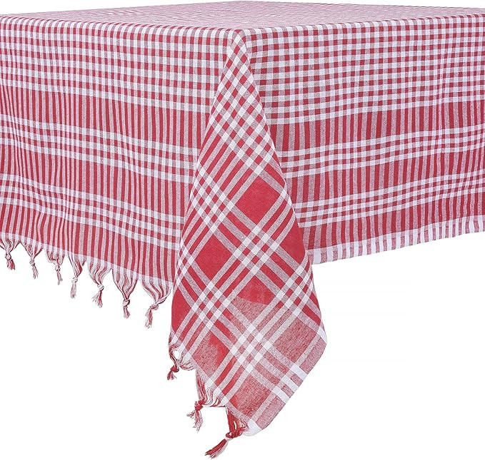 DESTALYA Checkered Tablecloth 63 x 63 Inch Picnic Blanket, 100% Cotton Buffalo Check Plaid Gingha... | Amazon (US)