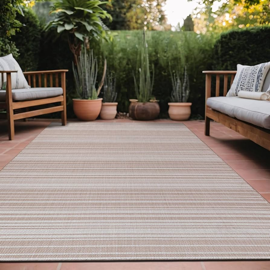 Stripe Outdoor Rug 8x10 Washable Outside Carpet for Indoor Patio Porch Waterproof Easy Cleaning N... | Amazon (US)