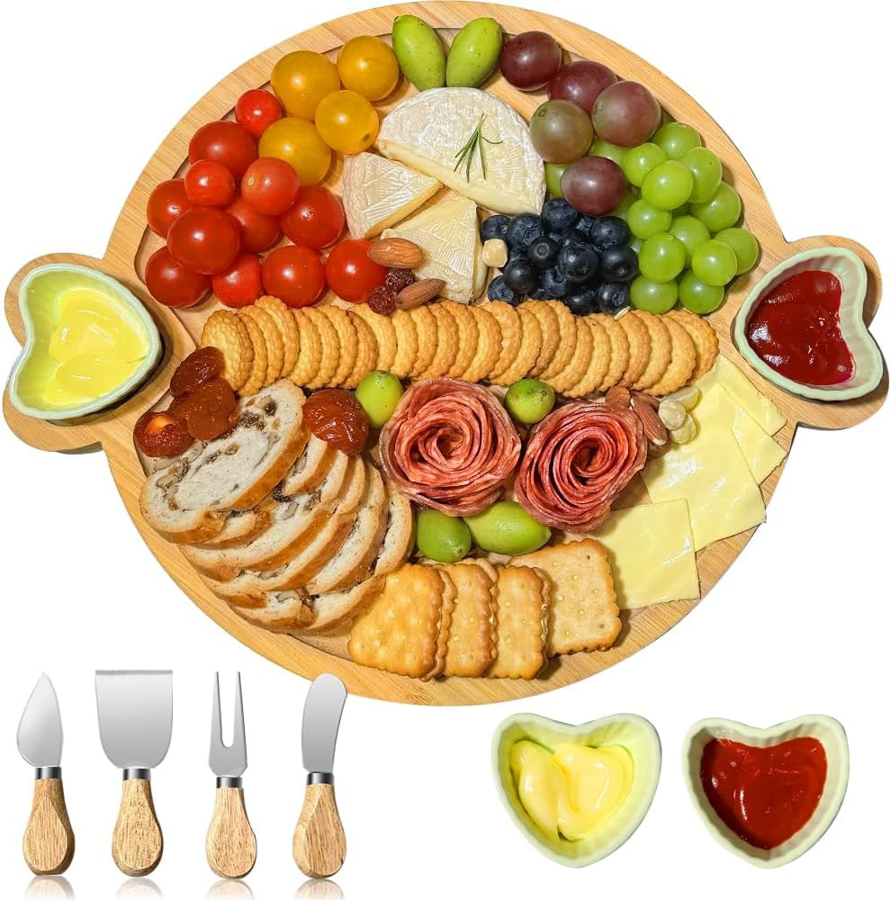 Charcuterie Boards,Cute Bamboo Cheese Board,House Warming Gifts New Home,Wedding Bridal Shower Gi... | Amazon (US)
