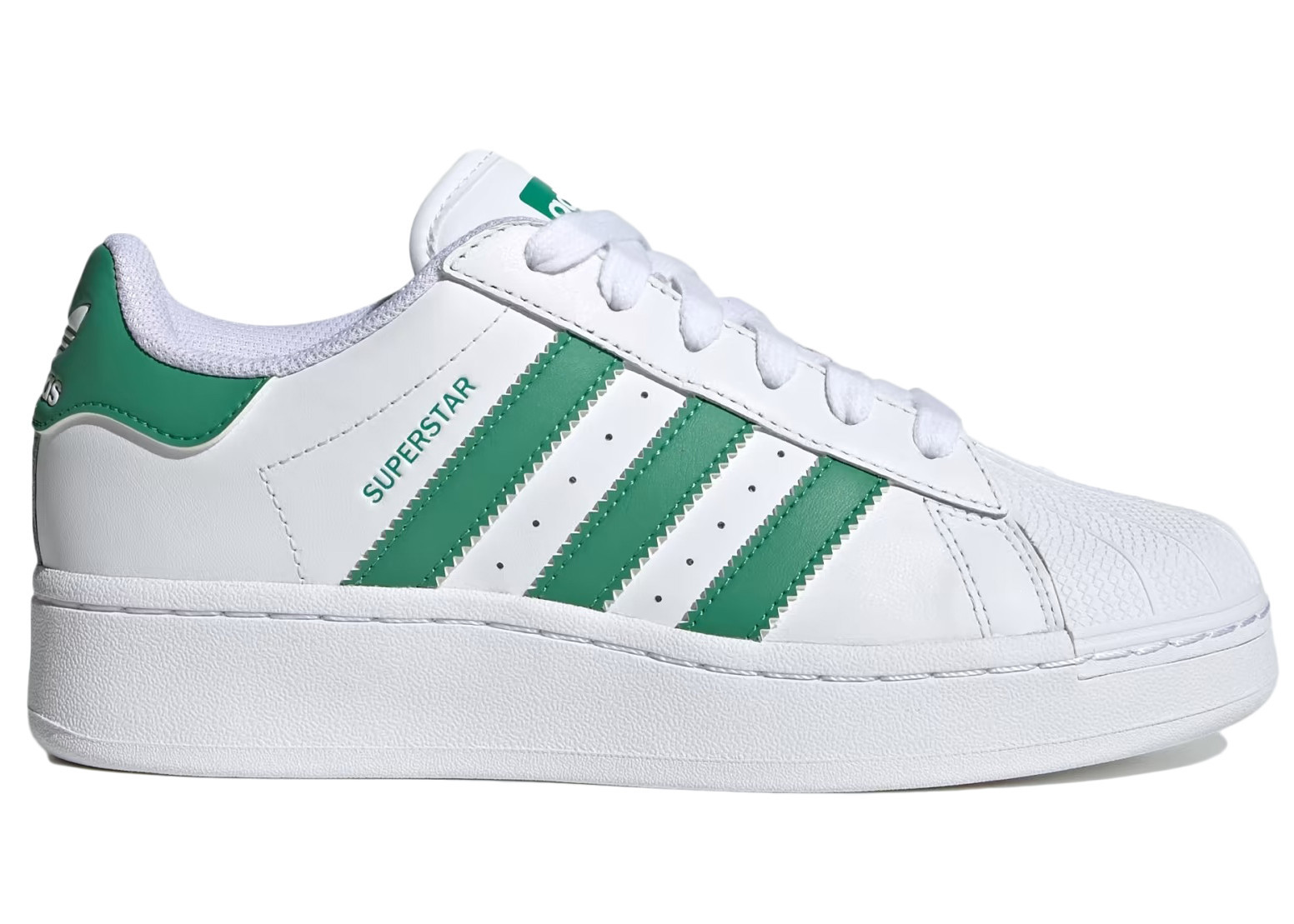 Adidas Superstar XLG White (Women's) Sneakers in Cloud White/Semi Court Green | StockX