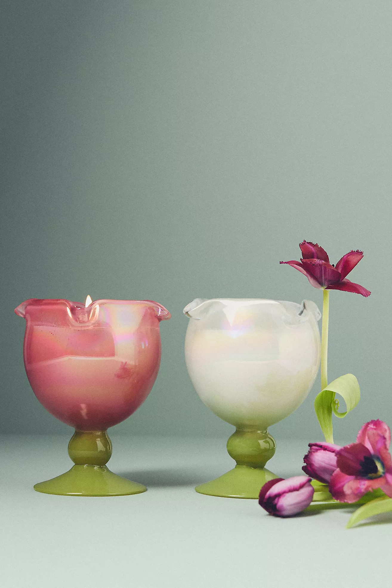 Tula Floral Tulip Fields Pedestal Candle | Anthropologie (US)