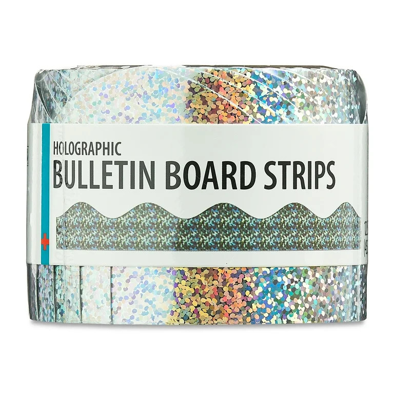 Pen+Gear Silver Holographic (2.25"x18") Scalloped Shape Bulletin Board Border Trim, 12 Pieces | Walmart (US)